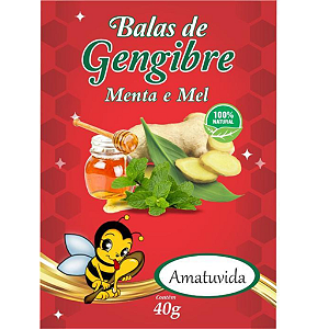 Bala De Gengibre Mel e Menta 40G Amatuvida