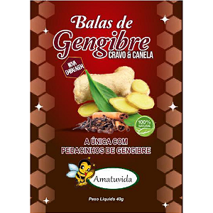 Bala De Gengibre Cravo e Canela 40G Amatuvida