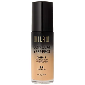 BASE LÍQUIDA MILANI CONCEAL+ PERFECT 2 EM 1 COR 02 NATURAL 30ML