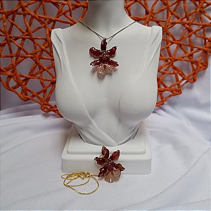 Colar Mia - Orquídea Natural Preservada em Resina