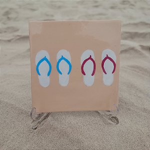 Placa Decorativa Chinelos em Cerâmica Fria com Base Acrílica