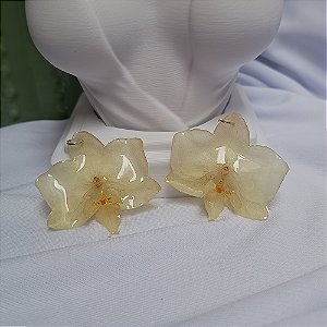 Pingente Clara - Orquídea Natural Preservada em Resina