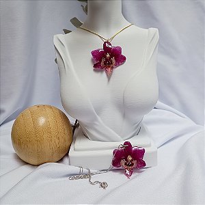 Colar Vivian - Orquídea Natural Preservada em Resina
