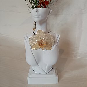 Pingente Branco Grande - Flor Natural Preservada em Resina