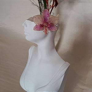 Presilha Roxa e Branca- Flor Natural Preservada em Resina