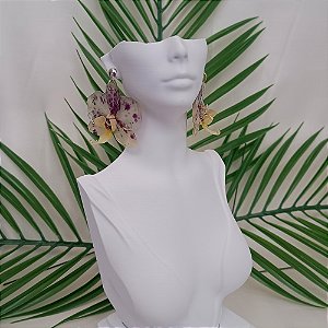 Brinco Curto Alana - Orquídea Natural Preservada em Resina
