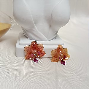 Pingente Alice - Orquídea Natural Preservada em Resina