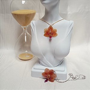 Colar Alice - Orquídea Natural Preservada em Resina