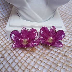Pingente Tita - Orquídea Natural Preservada em Resina