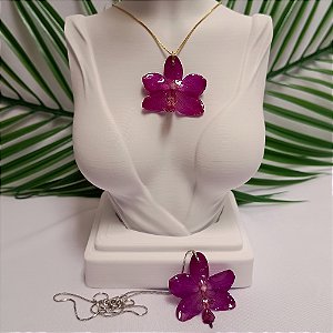 Colar Diana - Orquídea Natural Preservada em Resina