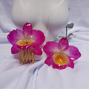 Arranjo Nalu - Orquídea Natural Preservada em Resina