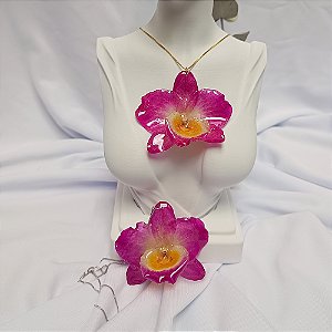 Colar Nalu - Orquídea Natural Preservada em Resina