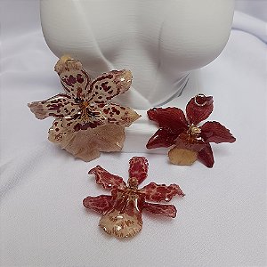 Pingente Bella - Orquídea Natural Preservada em Resina