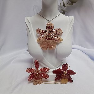 Colar Bella - Orquídea Natural Preservada em Resina