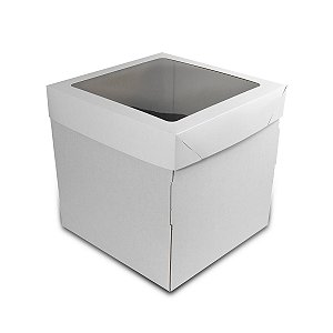 Caixa Bolo Rigida 30x30x20cm Branca Com Visor - 5 Unidades