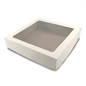 Caixa Para Doces e Salgados 25X25X6cm Com Visor - 10 Unidades