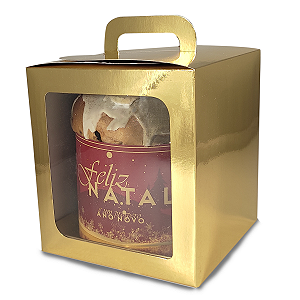 Caixa Maleta para Panetone de 500g - 15x15x17 - Ouro - 10 Unidades