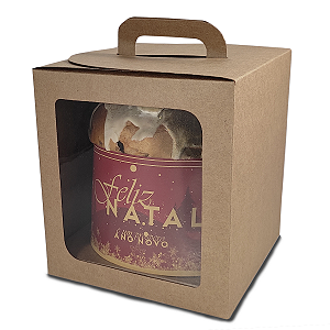 Caixa Maleta para Panetone de 500g - 15x15x17 - Kraft - 10 Unidades