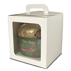 Caixa Maleta para Panetone de 500g - 15x15x17 - Branca - 10 Unidades