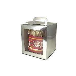 Caixa Maleta para Panetone de 250g - 11x11x13 - Prata - 10 Unidades