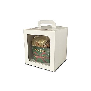 Caixa Maleta para Panetone de 250g - 11x11x13 - Branca - 10 Unidades