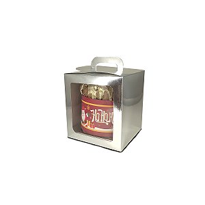 Caixa Maleta para Panetone de 100g - 9x9x11 - Prata - 10 Unidades