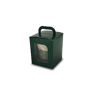 Caixa Maleta para Panetone de 100g - 9x9x11 - Verde - 10 Unidades