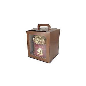 Caixa Maleta para Panetone de 100g - 9x9x11 - Marrom - 10 Unidades