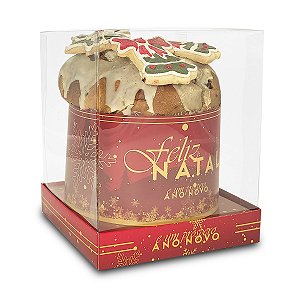 Caixa Vitrine Para Panetone de 500g - 15x15x17 - Feliz Natal - 10 Unidades