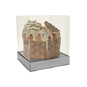 Caixa Vitrine Para Panetone de 250g - 11x11x13 - Prata - 10 Unidades