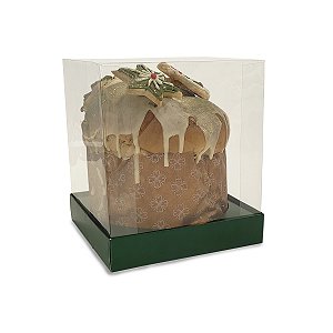 Caixa Vitrine Para Panetone de 250g - 11x11x13 - Verde - 10 Unidades