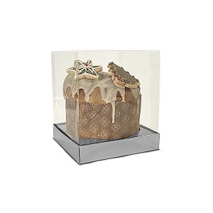 Caixa Vitrine Para Panetone de 100g - 9x9x11 - Prata - 10 Unidades