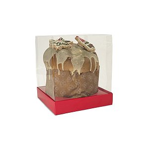 Caixa Vitrine Para Panetone de 100g - 9x9x11 - Vermelho - 10 Unidades