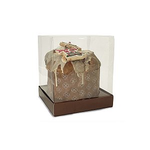 Caixa Vitrine Para Panetone de 100g - 9x9x11 - Marrom - 10 Unidades