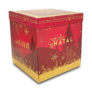 Caixa Explosão para Panetone de 500g - 15x15x17 - Feliz Natal - 10 Unidades