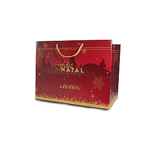 Sacola 24x20x19cm - Feliz Natal - 10 Unidades