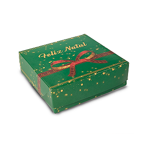 Caixa Para 9 Doces 12x12x4 Feliz Natal Laços - 10 Unidades