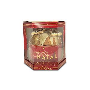Caixa Hexagonal para Panetone de 100g - 9x9x11 - Feliz Natal - 10 Unidades