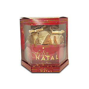 Caixa Hexagonal para Panetone de 250g - 11x11x13 - Feliz Natal - 10 Unidades