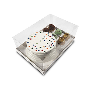 CAIXA BENTO CAKE VITRINE + 6 DOCES LATERAL - BRANCA COM 10 UNIDADES
