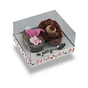 Caixa Ovo De Colher 2 De 100G/150G Coelhos Style - Com 10 Unidades