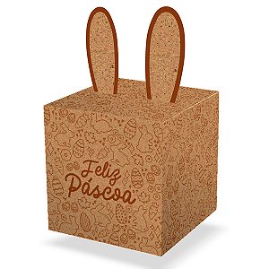 Caixinha Coelho 10X10X10 Kraft Coelhos com 10 unidades