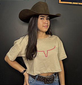 Camiseta Cropped - Bege