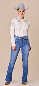 Calça Bordada Flare - Minuty