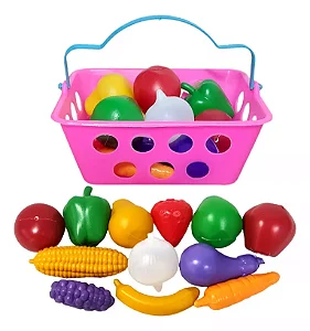 Cesto de Mercado Infantil 12 Peças Frutas Legumes - Master Toy