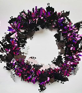Guirlanda De Halloween Decoração Morcegos 36cm Luxo