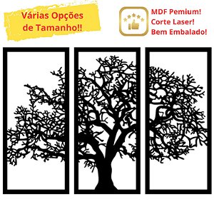 Quadro Decorativo Vazado Árvore da Vida MDF 3mm Pequeno 31x20cm