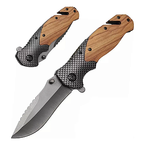 Canivete Tático Browning Madeira Detalhe Em Xadrez