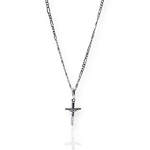 Corrente 3x1 Fina com Pingente Crucifixo Prata 925