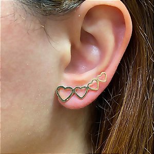 Brinco tipo ear cuff banhado em ouro 18k